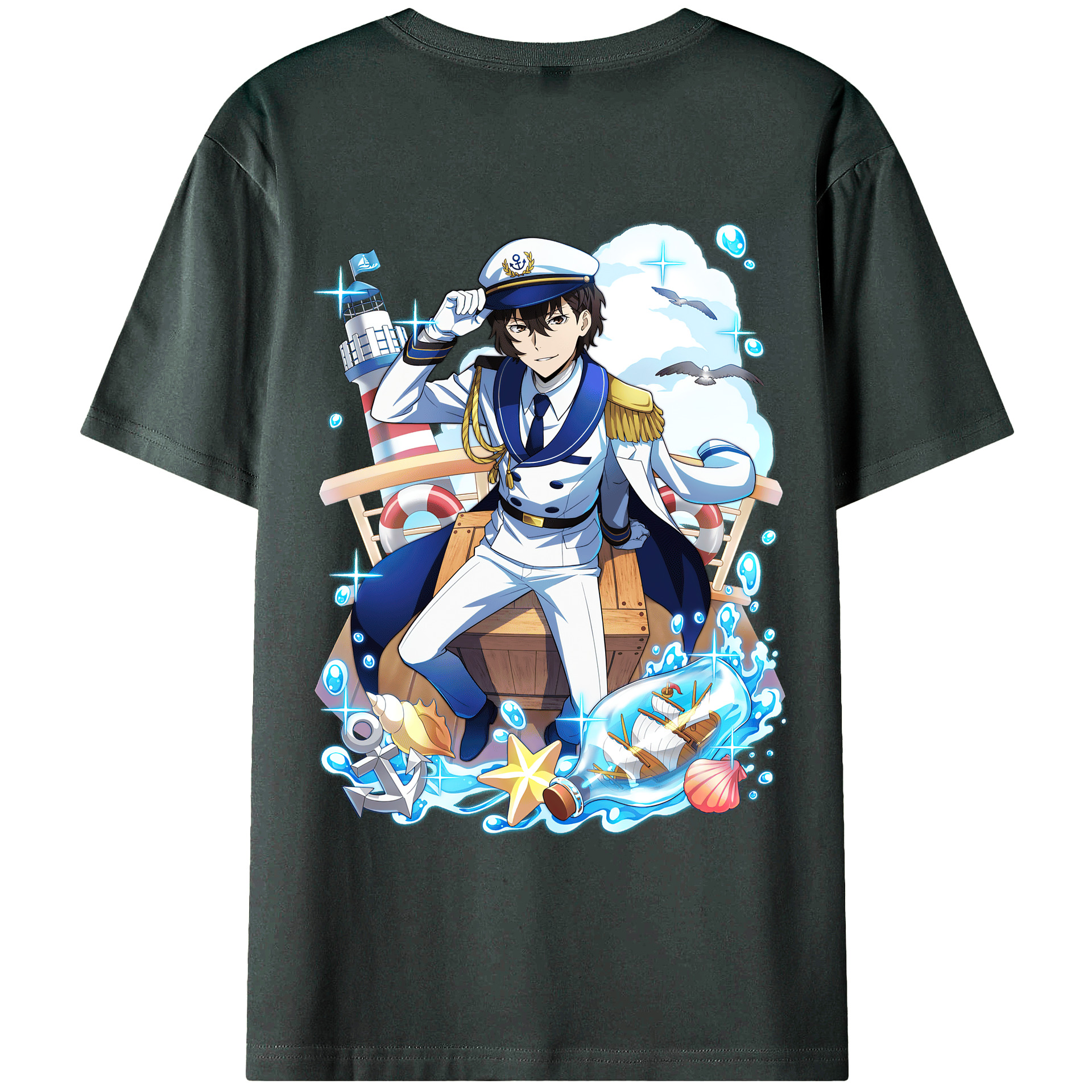 （画像用） 文豪ストレイドッグス Bungo Stray Dogs 綿100％ メンズ半袖Tシャツ（バックプリント） 通気性